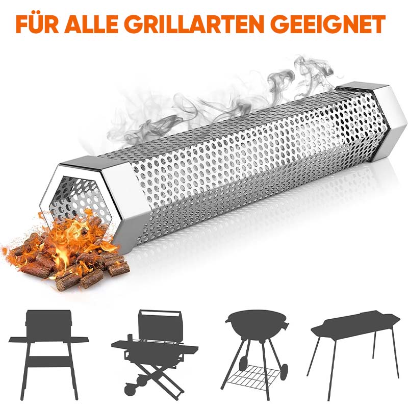 Edelstahl Rauchrohr Für Grills – 30,5 Cm, Bis 5 Stunden Rauch, Für Heißes & Kaltes Räuchern, Inkl. Zubehör