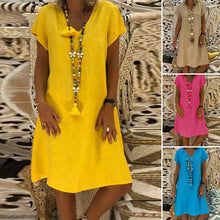 Laden Sie das Bild in den Galerie-Viewer, Damen Kleid mit V-Ausschnitt