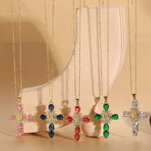 Laden Sie das Bild in den Galerie-Viewer, Buntes Kreuz Halskette