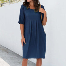 Laden Sie das Bild in den Galerie-Viewer, Lässiges Midikleid mit kurzen Ärmeln