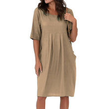 Laden Sie das Bild in den Galerie-Viewer, Lässiges Midikleid mit kurzen Ärmeln