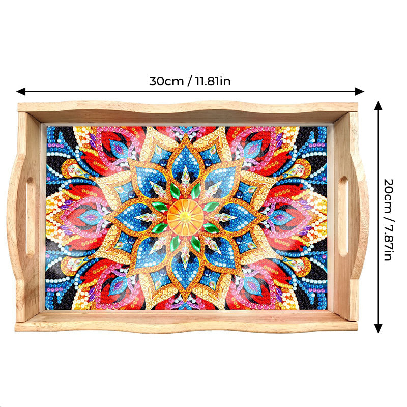 Diamantbemalter Speiseteller DIY handgefertigtes Holztablett