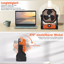 Laden Sie das Bild in den Galerie-Viewer, Tragbarer Ventilator für draußen mit LED-Licht