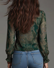Laden Sie das Bild in den Galerie-Viewer, Retro-Bluse mit halbem Reißverschluss und Rüschen