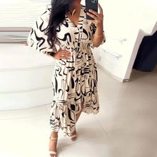 Laden Sie das Bild in den Galerie-Viewer, Kleid mit V-Ausschnitt und Tintendruck