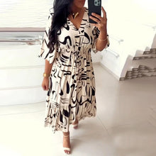 Laden Sie das Bild in den Galerie-Viewer, Kleid mit V-Ausschnitt und Tintendruck