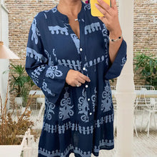 Laden Sie das Bild in den Galerie-Viewer, Babydoll-Kleid mit V-Ausschnitt und Knopfleiste