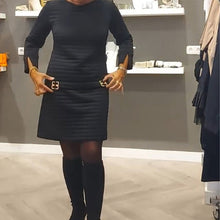 Laden Sie das Bild in den Galerie-Viewer, Einfarbiges Freizeitkleid mit Rundhalsausschnitt