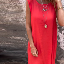 Laden Sie das Bild in den Galerie-Viewer, Damen Ärmelloses Freizeitkleid mit Rundhalsausschnitt