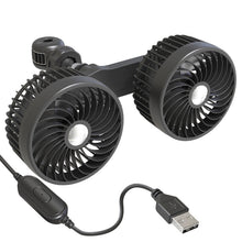 Laden Sie das Bild in den Galerie-Viewer, Mini-USB-Autoventilator mit zwei Köpfen