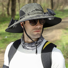 Laden Sie das Bild in den Galerie-Viewer, Solar- und USB-Ladeventilator Outdoor-Fischerhut