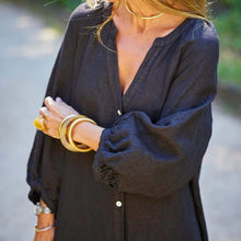 Laden Sie das Bild in den Galerie-Viewer, Baumwoll-Leinenhemd langer Rock