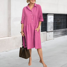 Laden Sie das Bild in den Galerie-Viewer, Freizeitkleid aus Baumwollleinen für Damen