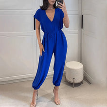 Laden Sie das Bild in den Galerie-Viewer, Sommer-Overall für Damen mit V-Ausschnitt und Bindebändern