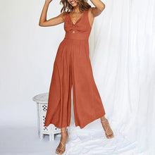 Laden Sie das Bild in den Galerie-Viewer, Jumpsuits mit V-Ausschnitt und weitem Beinausschnitt