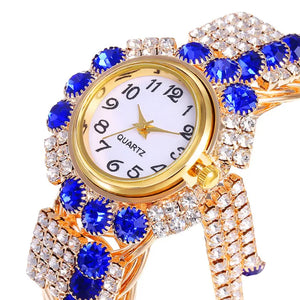 Modische Damenuhr mit Diamant-Intarsien