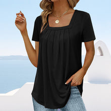 Laden Sie das Bild in den Galerie-Viewer, Einfarbiges Kurzarm-T-Shirt mit quadratischem Ausschnitt