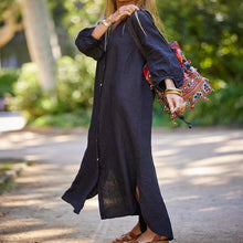 Laden Sie das Bild in den Galerie-Viewer, Baumwoll-Leinenhemd langer Rock