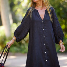 Laden Sie das Bild in den Galerie-Viewer, Baumwoll-Leinenhemd langer Rock