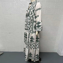 Laden Sie das Bild in den Galerie-Viewer, Elegantes bedrucktes Bohemian-Langarmkleid