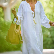 Laden Sie das Bild in den Galerie-Viewer, Baumwoll-Leinenhemd langer Rock