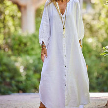 Laden Sie das Bild in den Galerie-Viewer, Baumwoll-Leinenhemd langer Rock