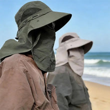 Laden Sie das Bild in den Galerie-Viewer, Herren-Sonnenhut mit breiter Krempe und abnehmbarer Gesichtsmaske