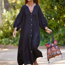 Laden Sie das Bild in den Galerie-Viewer, Baumwoll-Leinenhemd langer Rock