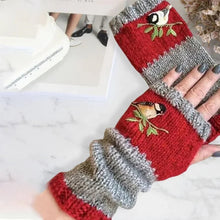 Laden Sie das Bild in den Galerie-Viewer, Bestickte Warme Patchwork-Handschuhe