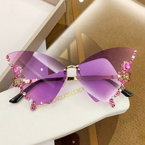 Sonnenbrille mit Diamant-Schmetterlingsverlauf