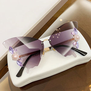 Sonnenbrille mit Diamant-Schmetterlingsverlauf