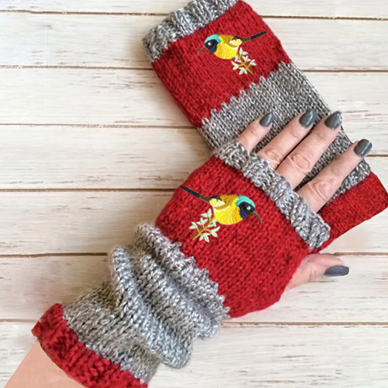 Bestickte Warme Patchwork-Handschuhe