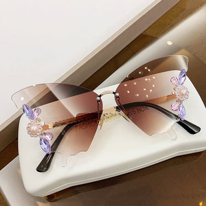 Sonnenbrille mit Diamant-Schmetterlingsverlauf