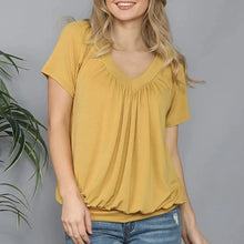 Laden Sie das Bild in den Galerie-Viewer, Einfarbiges T-Shirt-Oberteil mit Faltendesign