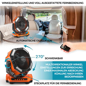 Tragbarer Ventilator für draußen mit LED-Licht