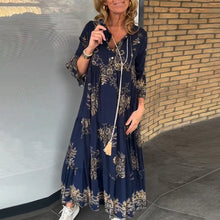 Laden Sie das Bild in den Galerie-Viewer, Lässiges Vintage-Kleid mit V-Ausschnitt