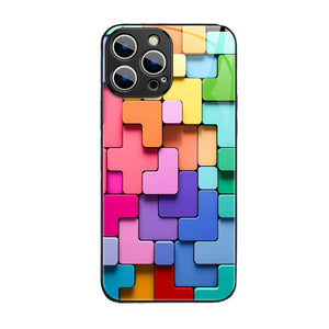 3D-Glashülle mit quadratischem Muster für iPhone