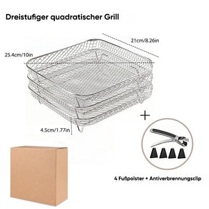 3-stöckiges stapelbares Luftfritteusen-Gitter