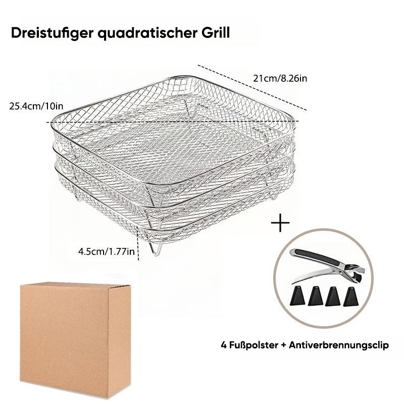 3-stöckiges stapelbares Luftfritteusen-Gitter