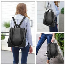 Laden Sie das Bild in den Galerie-Viewer, Diebstahlsicherer Lederrucksack für Damen