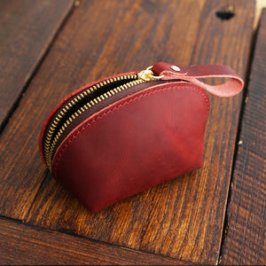 Kleine Münztasche aus Leder mit Reißverschluss
