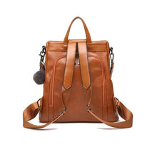 Laden Sie das Bild in den Galerie-Viewer, Diebstahlsicherer Lederrucksack für Damen