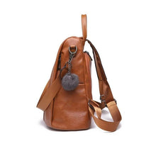 Laden Sie das Bild in den Galerie-Viewer, Diebstahlsicherer Lederrucksack für Damen