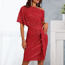 Laden Sie das Bild in den Galerie-Viewer, Schulterfreies Kleid mit Pailletten