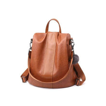 Laden Sie das Bild in den Galerie-Viewer, Diebstahlsicherer Lederrucksack für Damen