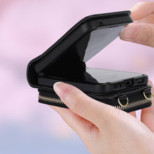Laden Sie das Bild in den Galerie-Viewer, Kartenhalter aus Leder mit Reißverschluss für Samsung Galaxy Z Flip3/4/5