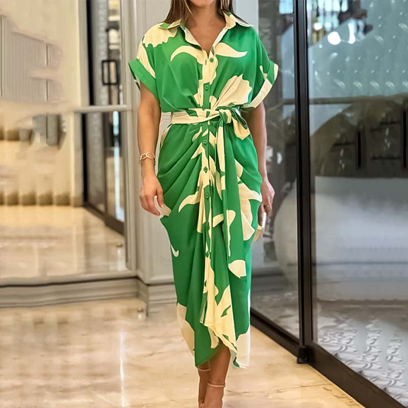 Lässiges Hemdkleid mit Reverskragen und Taillenaufdruck