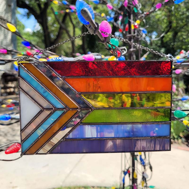 Fortschritts-Pride-Buntglasflagge