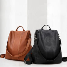 Laden Sie das Bild in den Galerie-Viewer, Diebstahlsicherer Lederrucksack für Damen