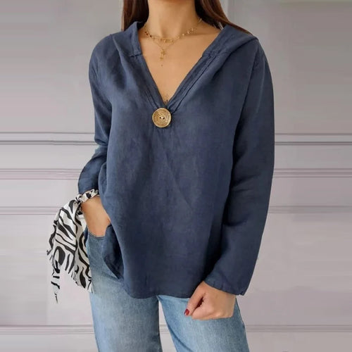 Einknopf-Frack-Kapuzen-Sweatshirt mit V-Ausschnitt